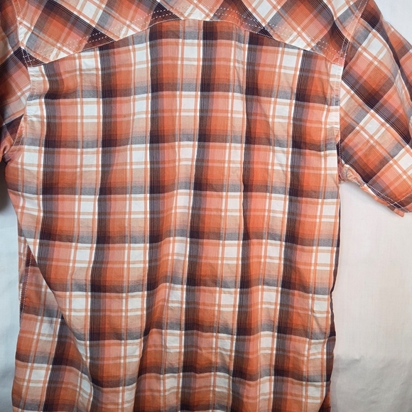 BKE Men's Vibrant Orange Plaid Button-Down Shirt - Picture 5 of 6